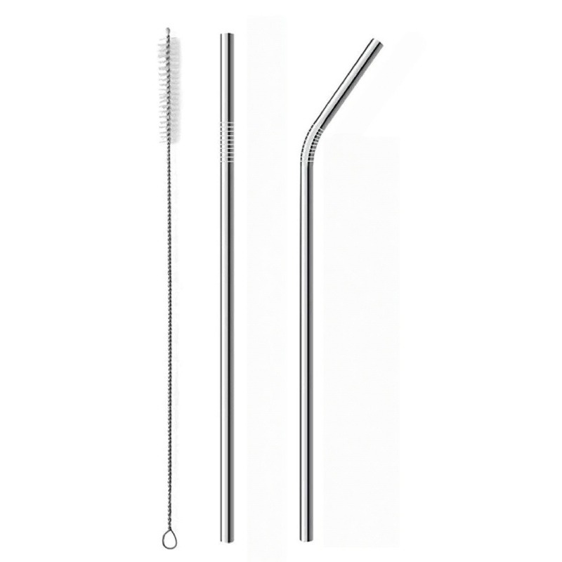 Reusable Straw - 3 pailles réutilisables en acier inoxydable,