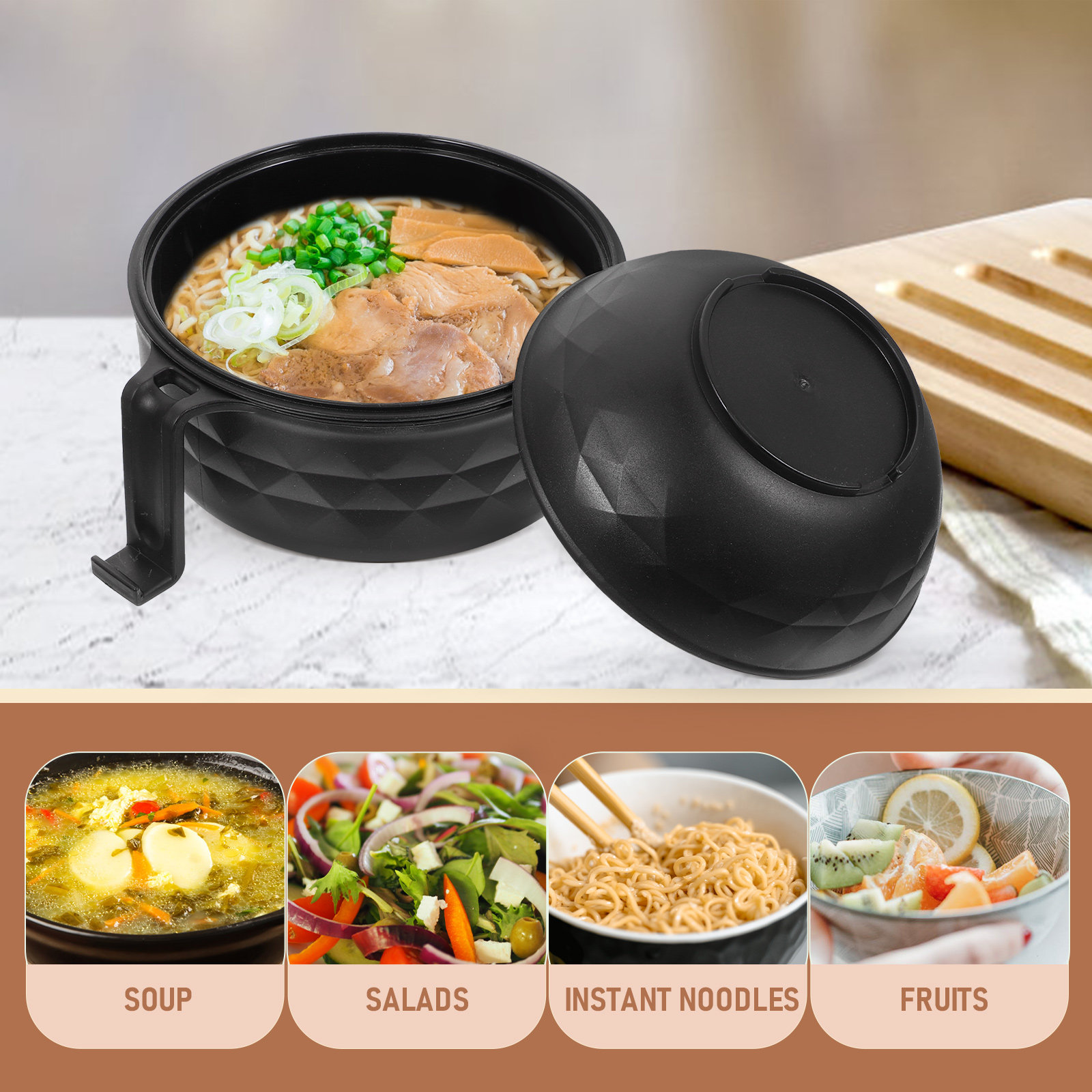 Reusable Straw - Bento en paille avec couvercle, bol
